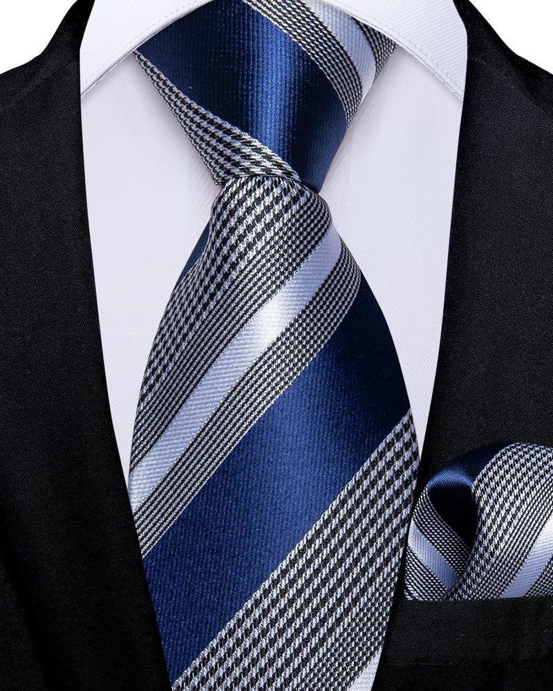 DiBanGu Boys Pre-tied Neckties and Pocket Square Set Adjustable Strap Tie for Kids Wedding Party Graduation School Uniforms - Image 2
